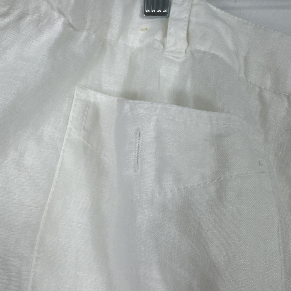 St. John's Bay Capri Pants Women's 20W White 100% Linen Drawstring Wide Leg - Picture 11 of 12